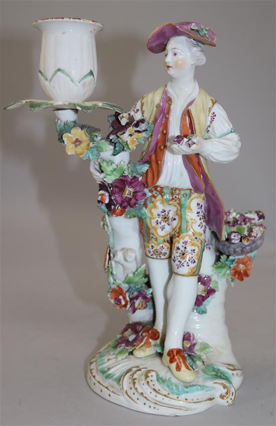 A Derby candlestick figure, late 18th century, 24cm